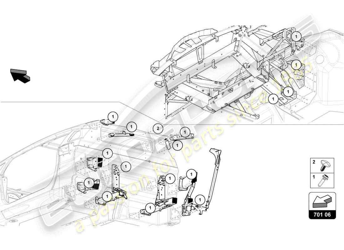 lamborghini sian (2020) befestigungselemente ersatzteildiagramm