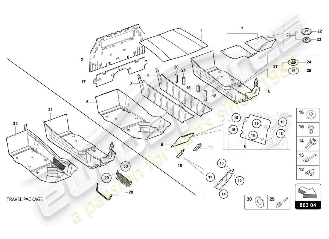 lamborghini lp700-4 coupe (2017) innenausstattung teilediagramm