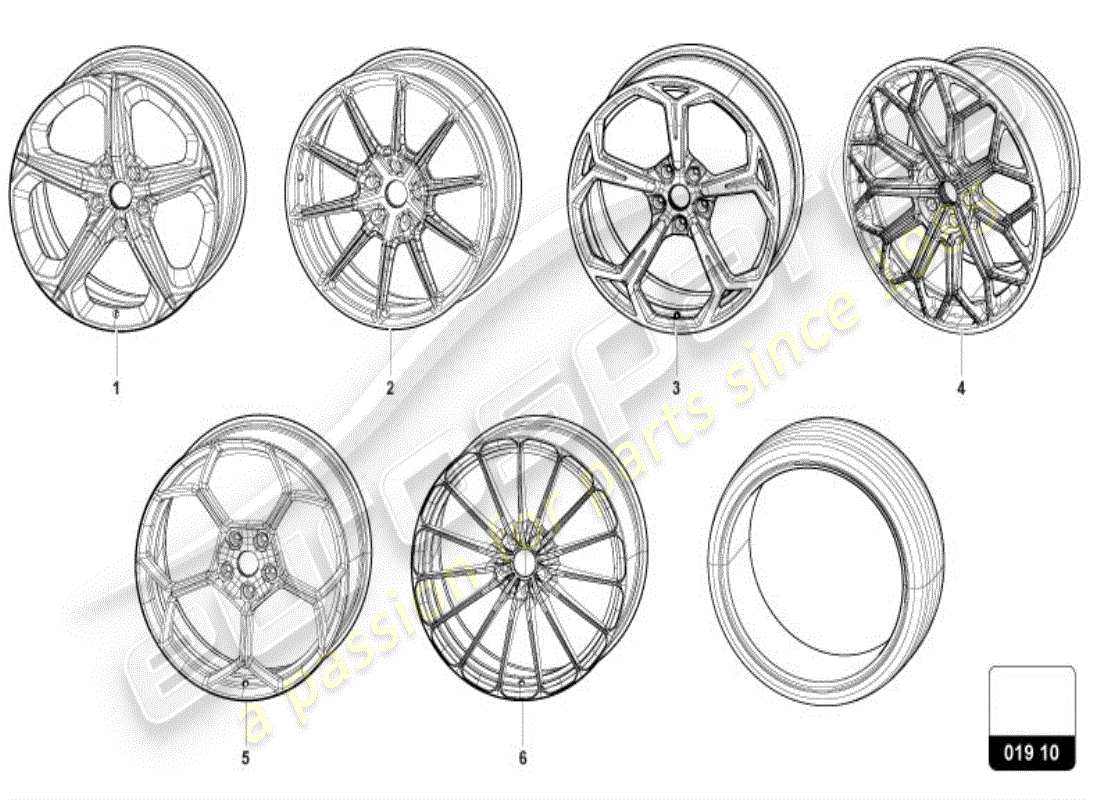 lamborghini urus (accessories) komplettes rad ersatzteildiagramm
