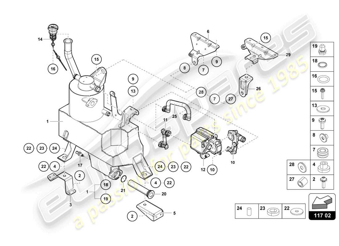 lamborghini 2015 (lp700-4 roadster) ölbehälter ersatzteildiagramm