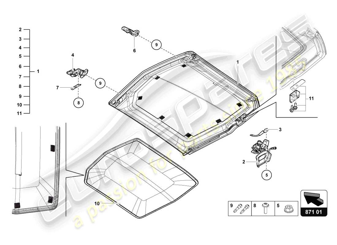 lamborghini lp740-4 s roadster (2021) cabrio-dach-ersatzteildiagramm