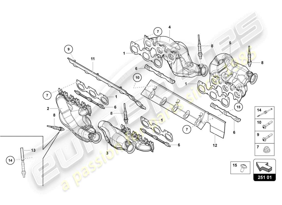 lamborghini lp700-4 roadster (2016) abgassystem teilediagramm