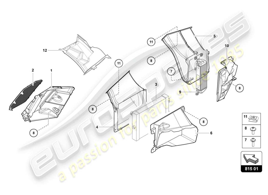 lamborghini lp700-4 coupe (2015) luftkanal-pappe ersatzteildiagramm