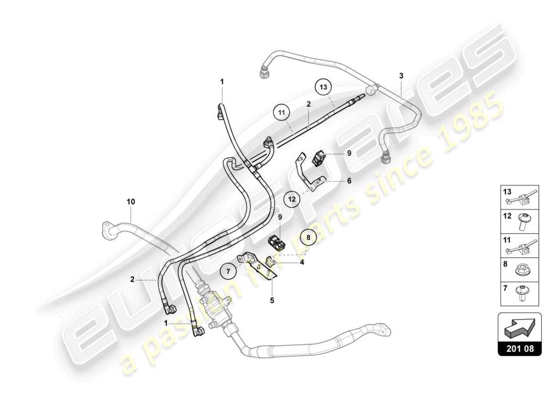 lamborghini lp740-4 s coupe (2020) kraftstoffleitung teilediagramm