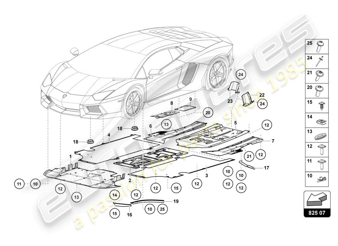 lamborghini lp740-4 s roadster (2021) verzierung für rahmenunterteil ersatzteildiagramm