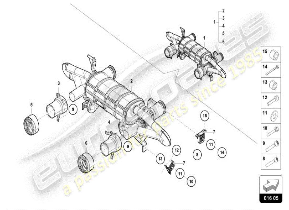 lamborghini accessories (evo coupe) sportauspuffanlage (kompl.) ersatzteildiagramm