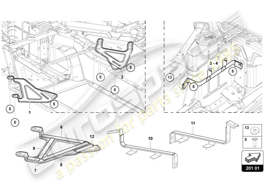 lamborghini 2014 (lp720-4 coupe 50) halterung für kraftstofftank ersatzteildiagramm