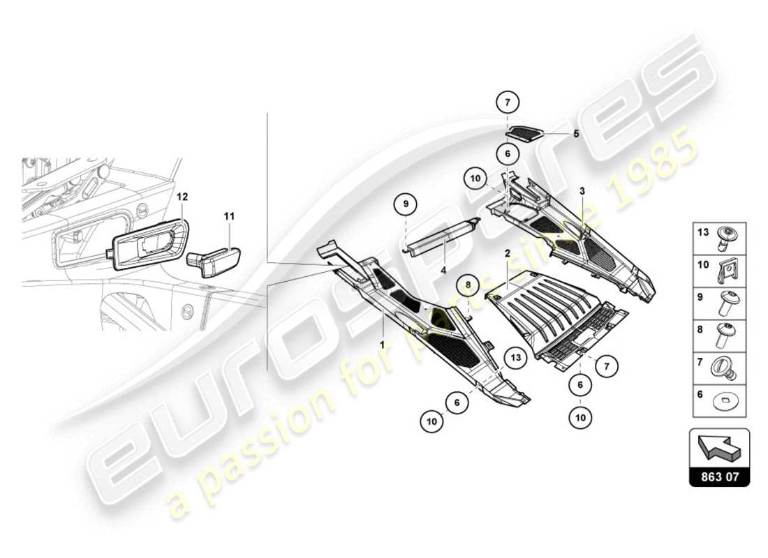 lamborghini lp610-4 coupe (2018) motorhaube teilediagramm