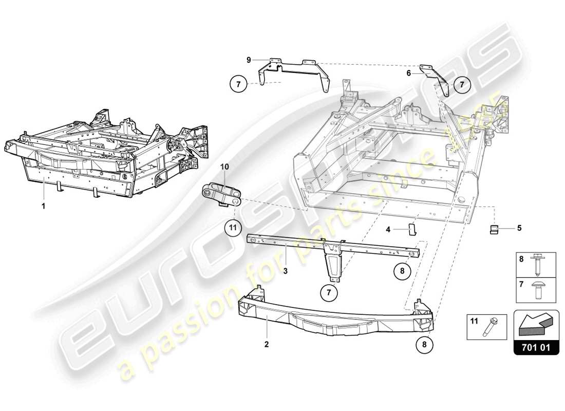 lamborghini lp720-4 coupe 50 (2014) zierrahmen vorderteil ersatzteildiagramm