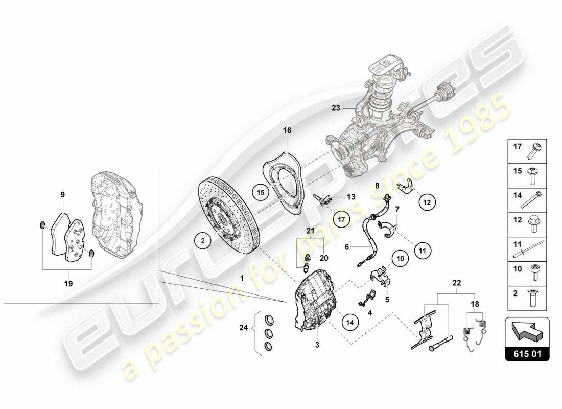 lamborghini performante coupe (2019) keramik-bremsscheibe vorne teilediagramm