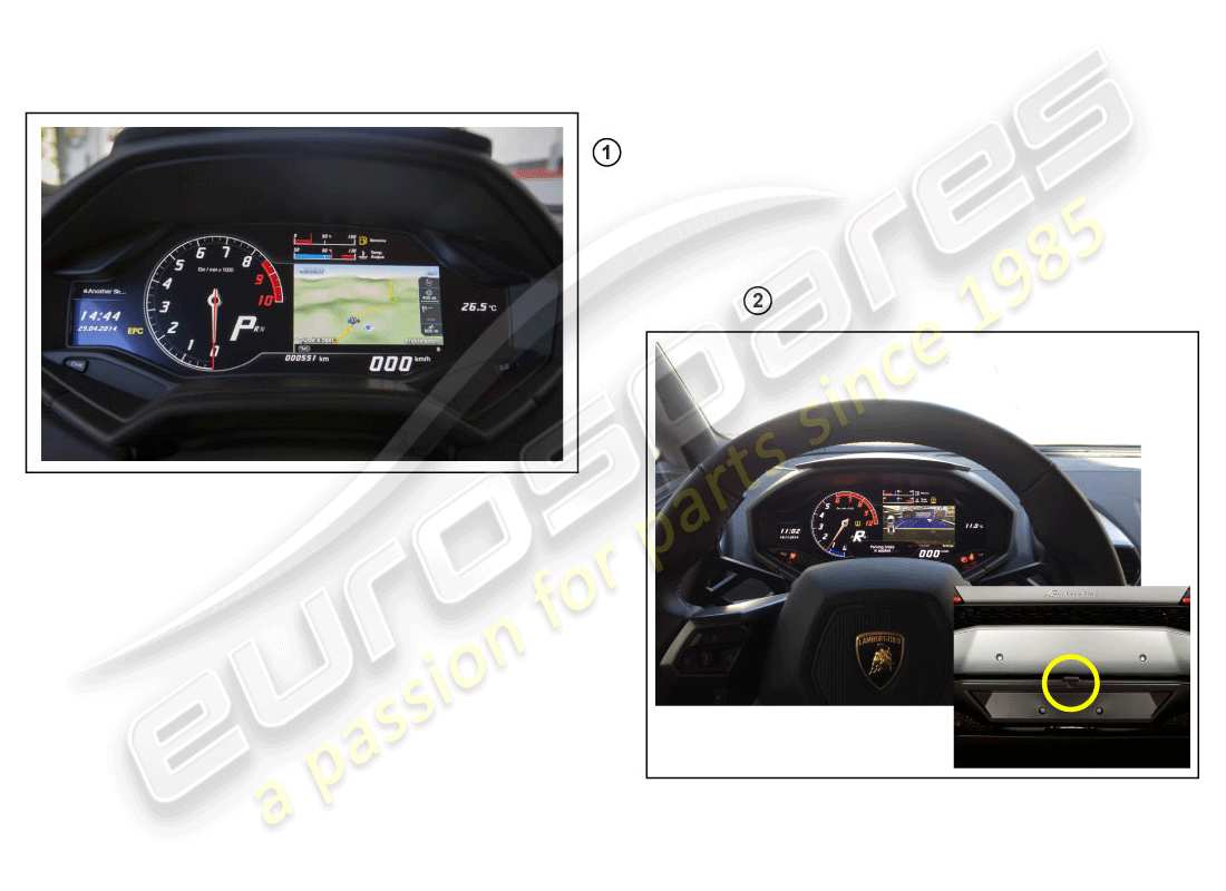 lamborghini huracan performante spyder (accessories) nachrüstsatz für dynamische navigation ersatzteildiagramm