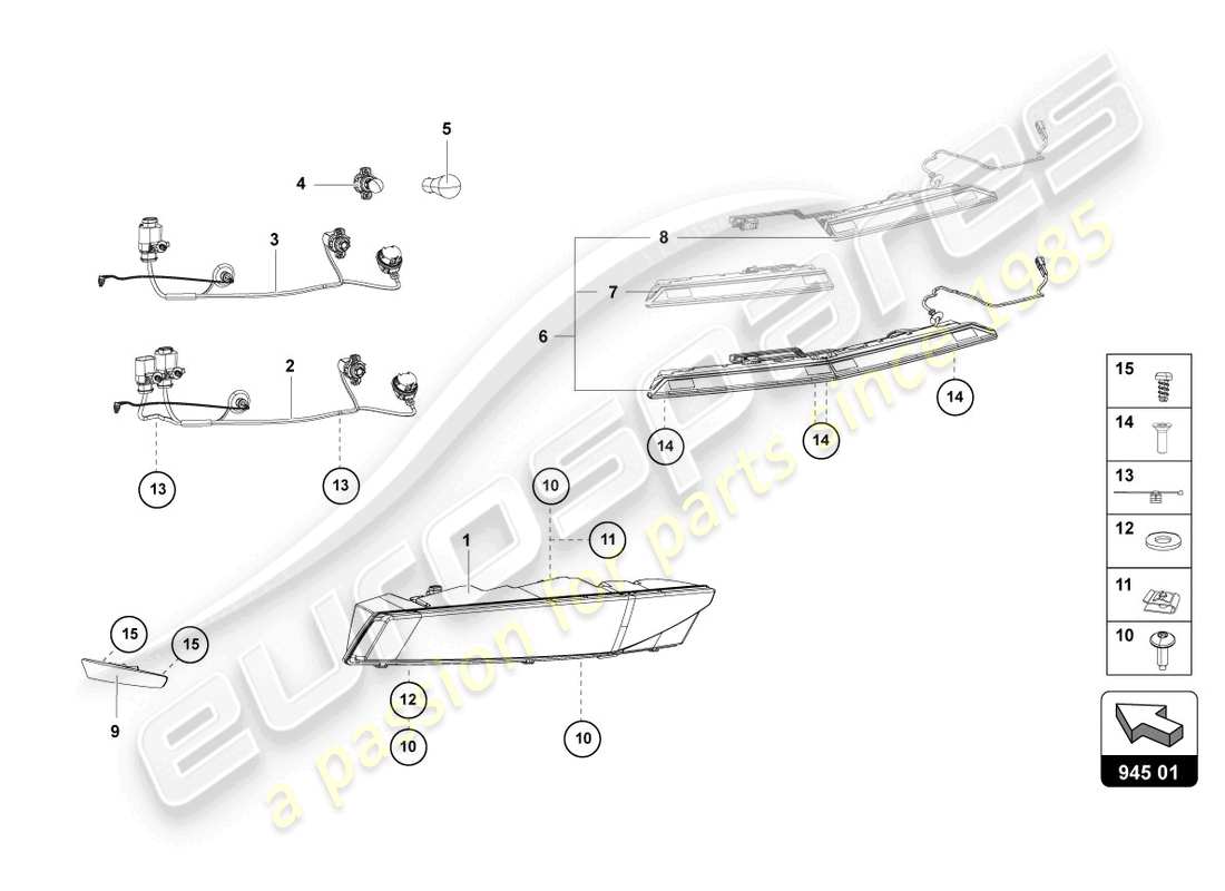 lamborghini lp720-4 roadster 50 (2014) rücklicht hinten ersatzteildiagramm