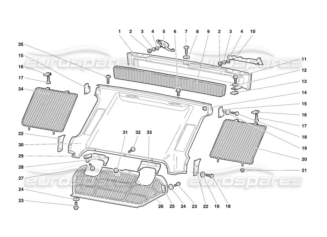 lamborghini diablo sv (1997) teilediagramm für hintere karosserieelemente