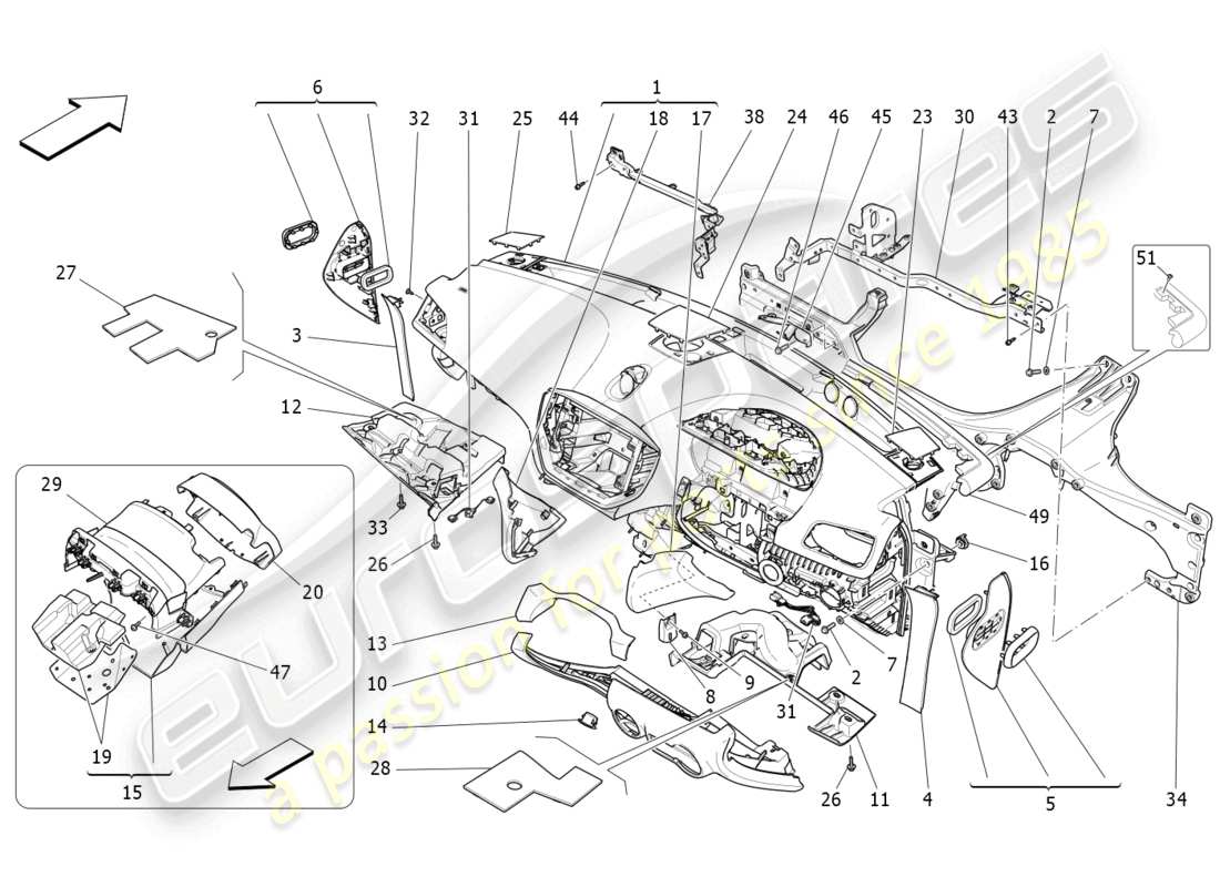 maserati ghibli (2018) dashboard unit ersatzteildiagramm