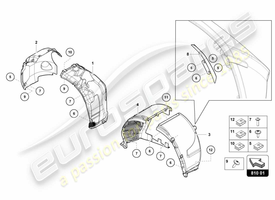 lamborghini 2012 (lp700-4 coupe)) radgehäuse ersatzteildiagramm