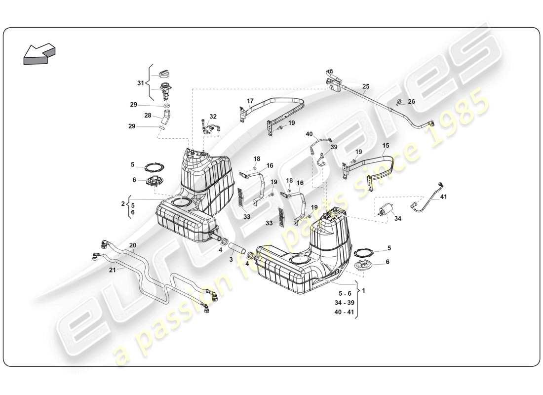lamborghini super trofeo (2009-2014) kraftstoffsystem teilediagramm