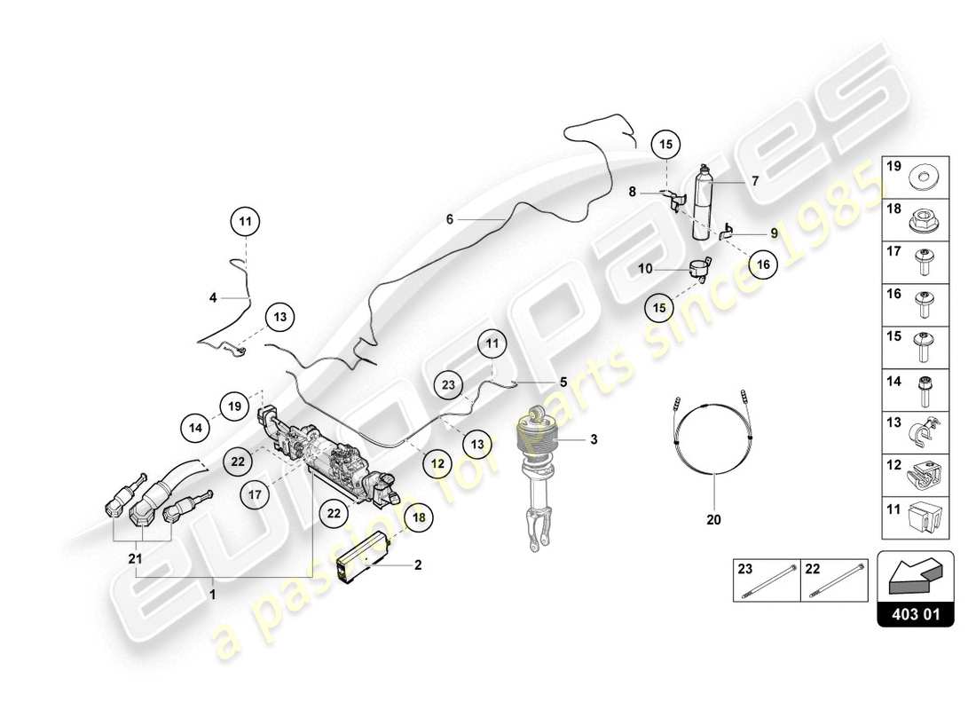 lamborghini 2019 (lp610-4 coupe) hebevorrichtung ersatzteildiagramm