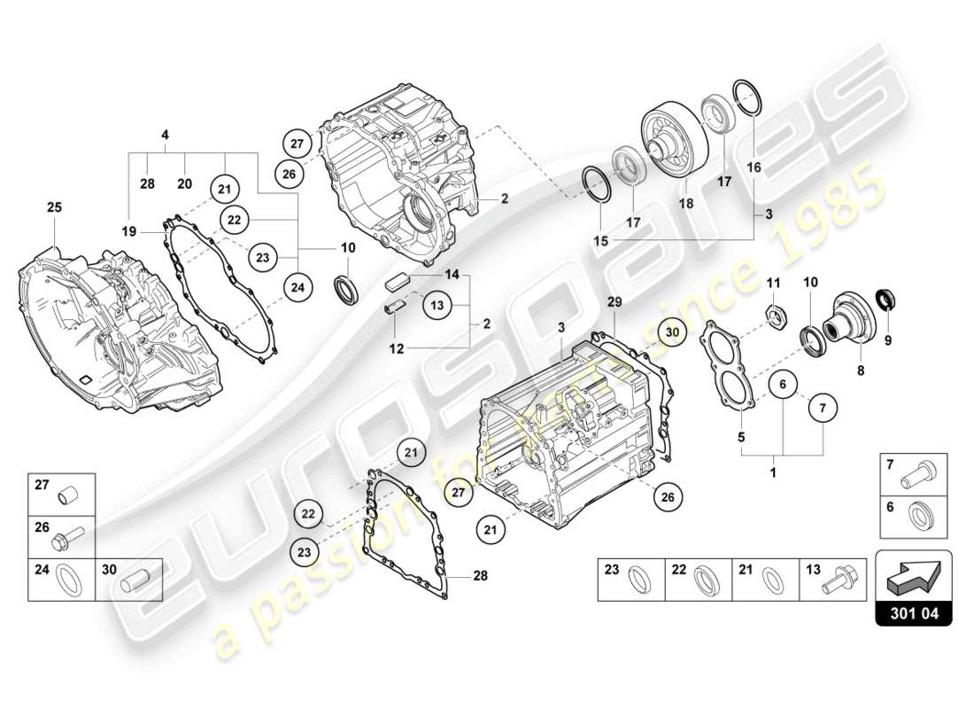 lamborghini lp740-4 s roadster (2019) äußere komponenten für getriebe teilediagramm