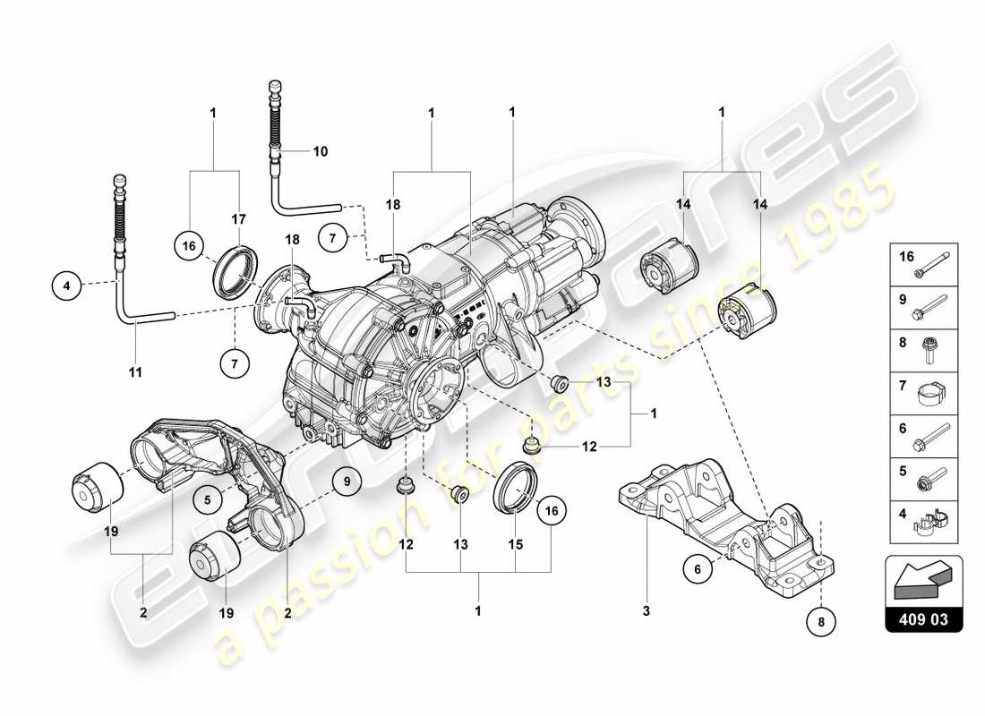 lamborghini centenario coupe (2017) vorderachsdifferential mit visco-kupplung ersatzteildiagramm