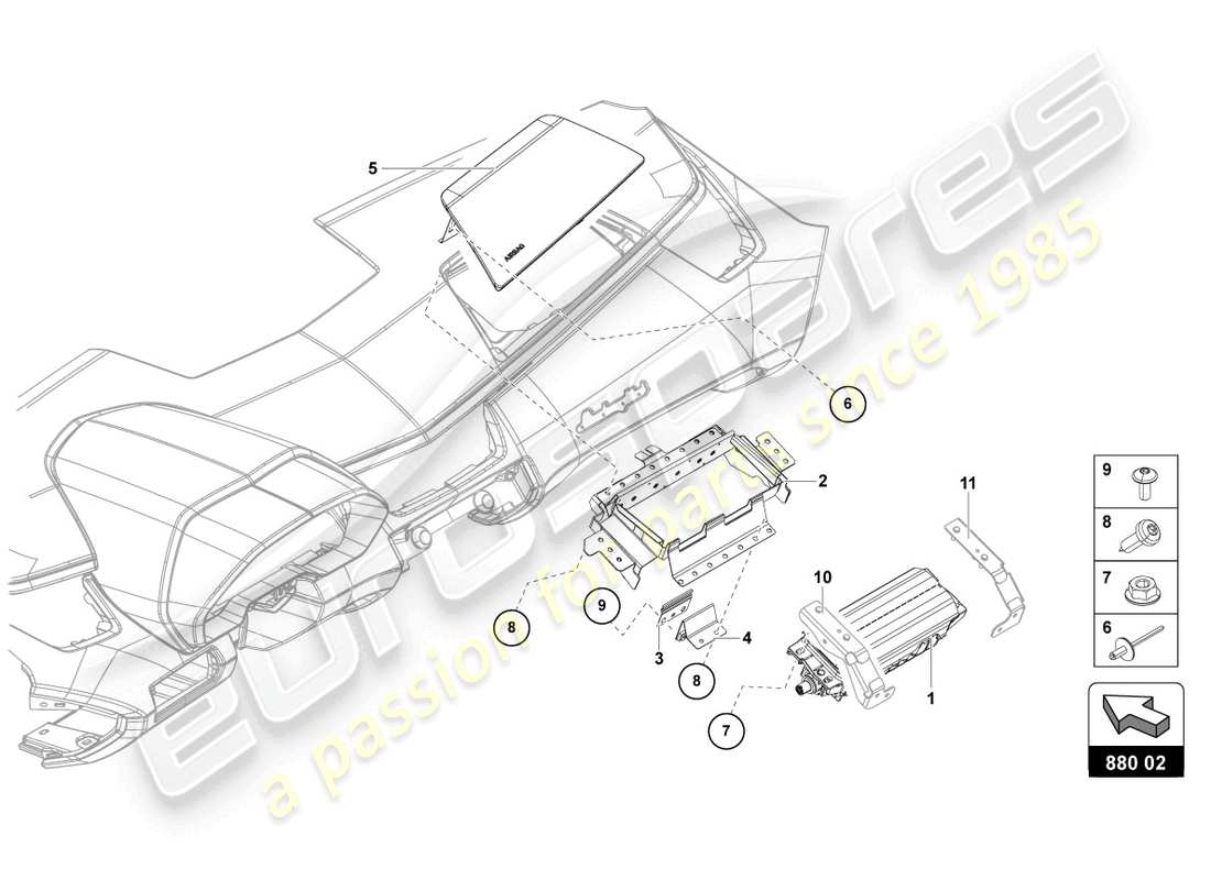 lamborghini lp770-4 svj coupe (2021) airbag-einheit ersatzteildiagramm