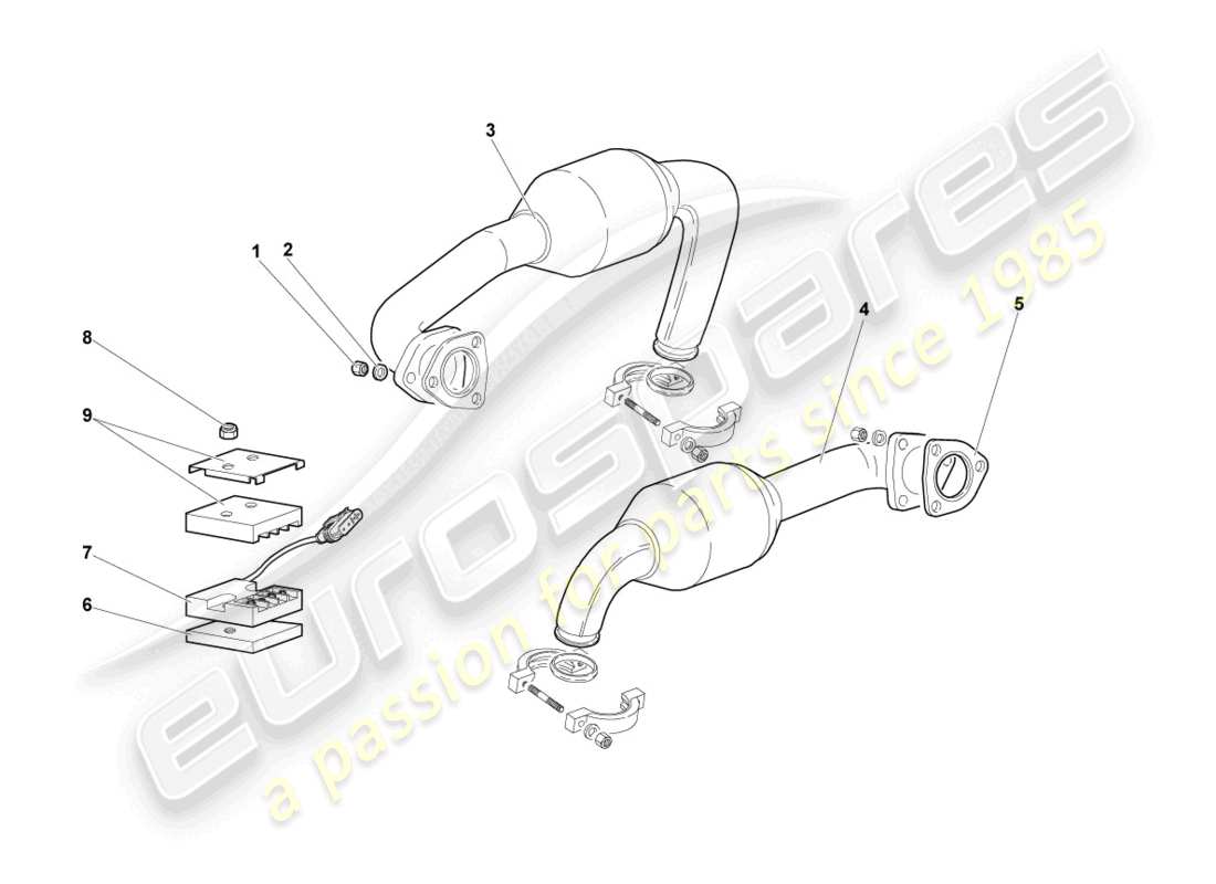 lamborghini murcielago coupe (2004) auspuffanlage teilediagramm