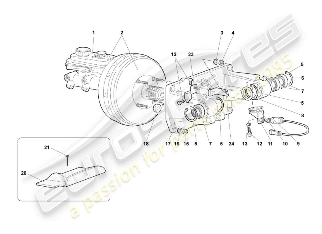 lamborghini murcielago coupe (2004) bremsservo rhd ersatzteildiagramm