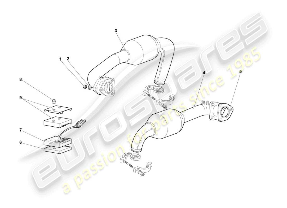 lamborghini murcielago coupe (2002) auspuffanlage teilediagramm