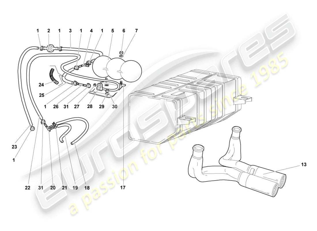 lamborghini murcielago coupe (2004) vakuumsystem teilediagramm