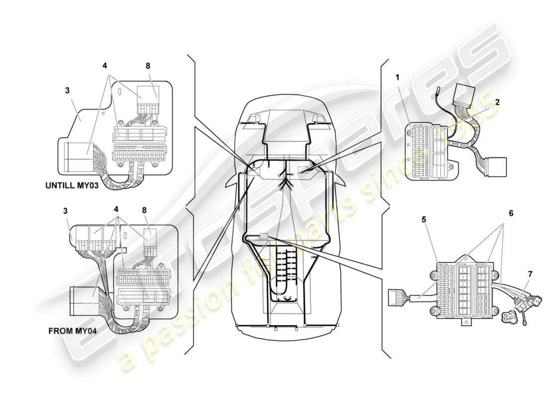 lamborghini murcielago coupe (2006) central electrics ersatzteildiagramm