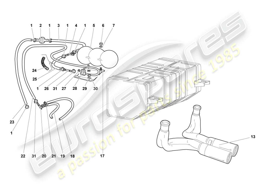 lamborghini murcielago coupe (2002) vakuumsystem teilediagramm
