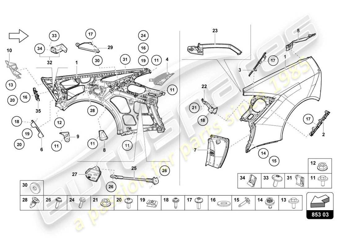 lamborghini 2020 (evo coupe 2wd) wing-teilediagramm