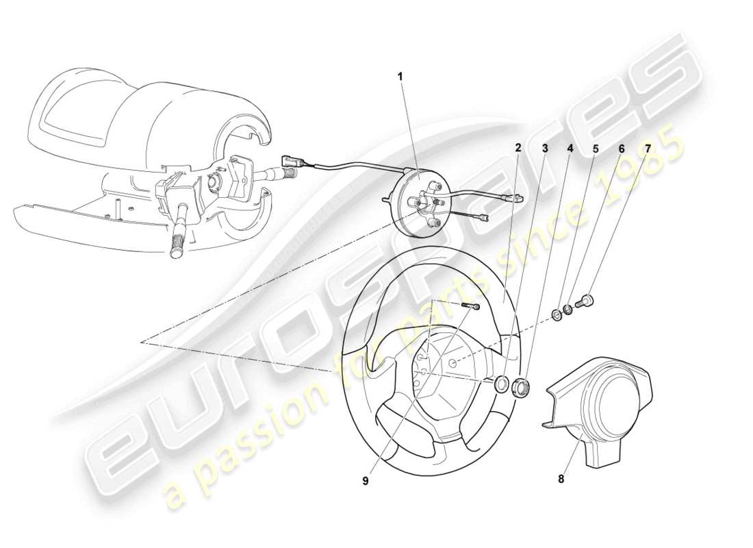 lamborghini murcielago coupe (2005) lenkrad teilediagramm