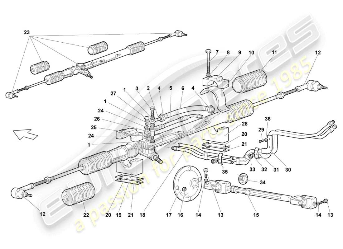 lamborghini murcielago coupe (2006) lenkgetriebe teilediagramm