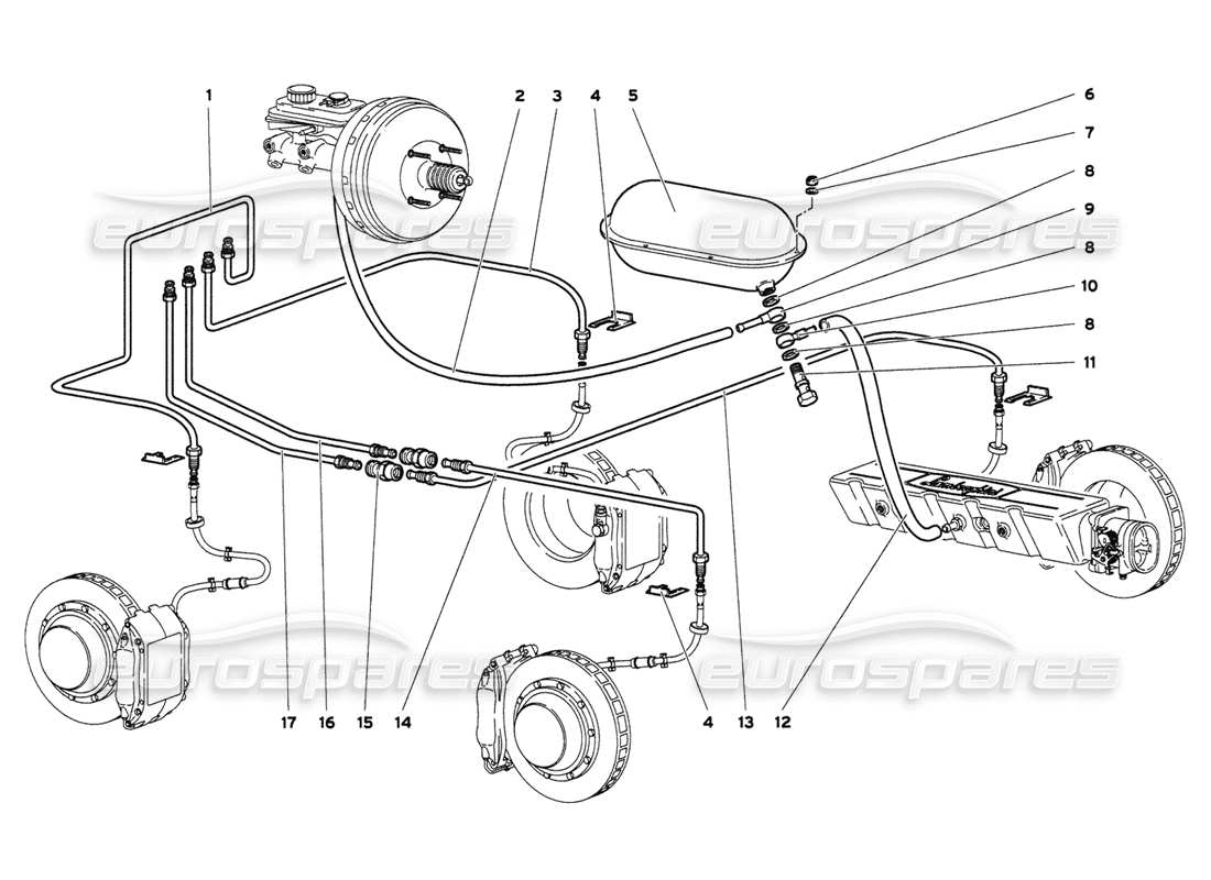 lamborghini diablo 6.0 (2001) bremssystem teilediagramm