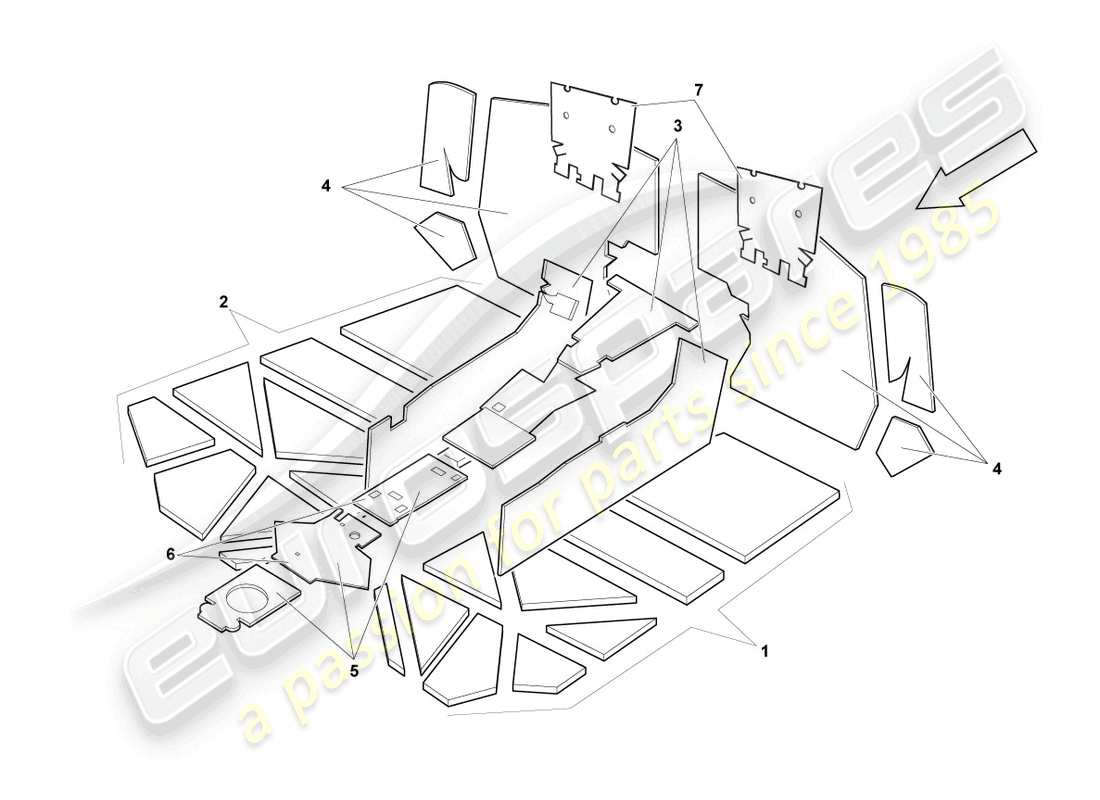 lamborghini murcielago coupe (2005) schallabsorbatoren ersatzteildiagramm