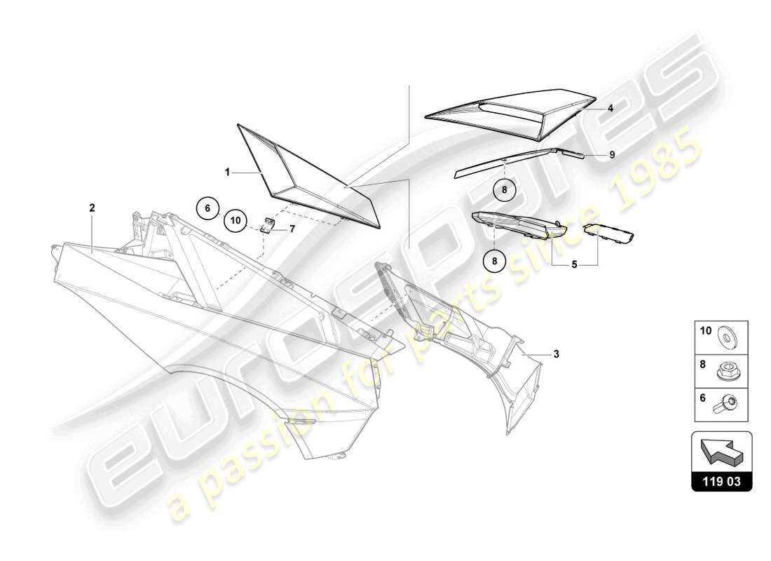 lamborghini lp770-4 svj coupe (2020) lufteinlass-zierplatte ersatzteildiagramm