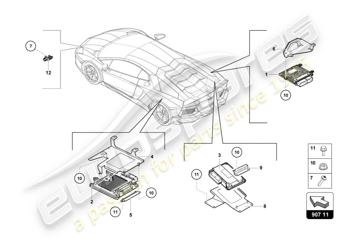 lamborghini centenario roadster (2017) motorsteuergerät teilediagramm