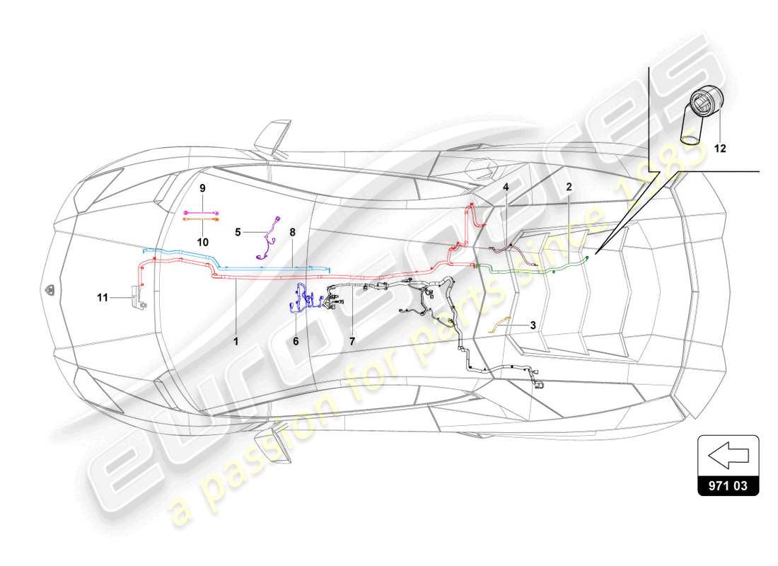 lamborghini 2019 (lp740-4 s roadster) teilediagramm des elektrischen systems