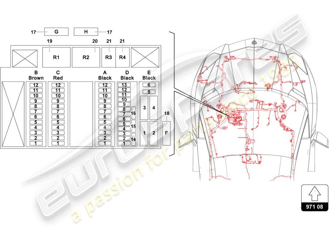 lamborghini lp740-4 s coupe (2018) teilediagramm des elektrischen systems