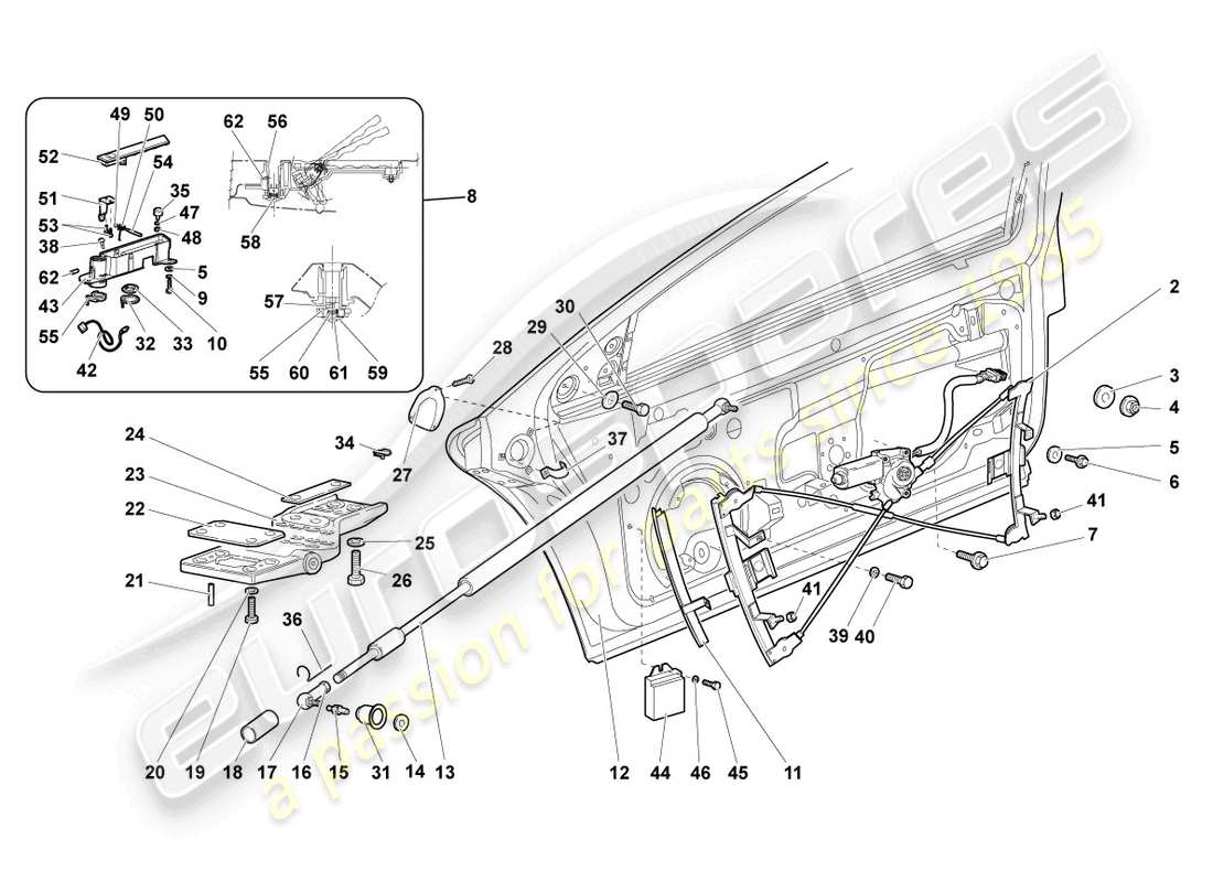 lamborghini murcielago coupe (2005) fensterheber teilediagramm