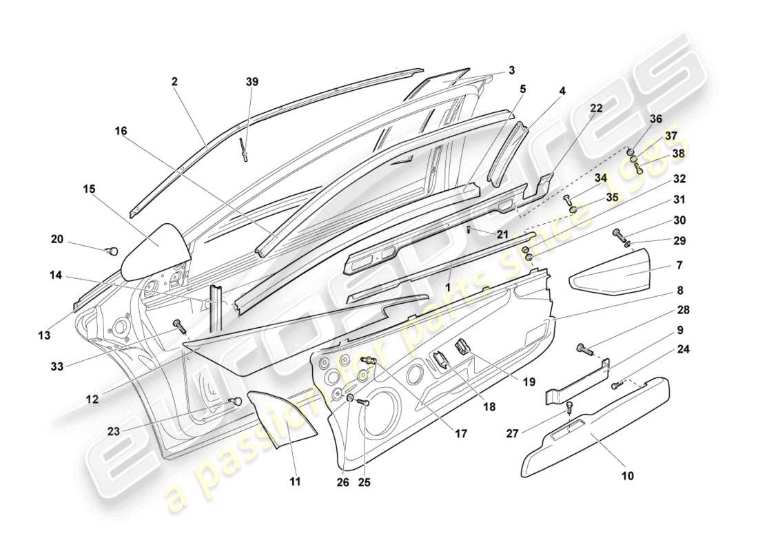 lamborghini murcielago coupe (2004) fensteranleitung teilediagramm