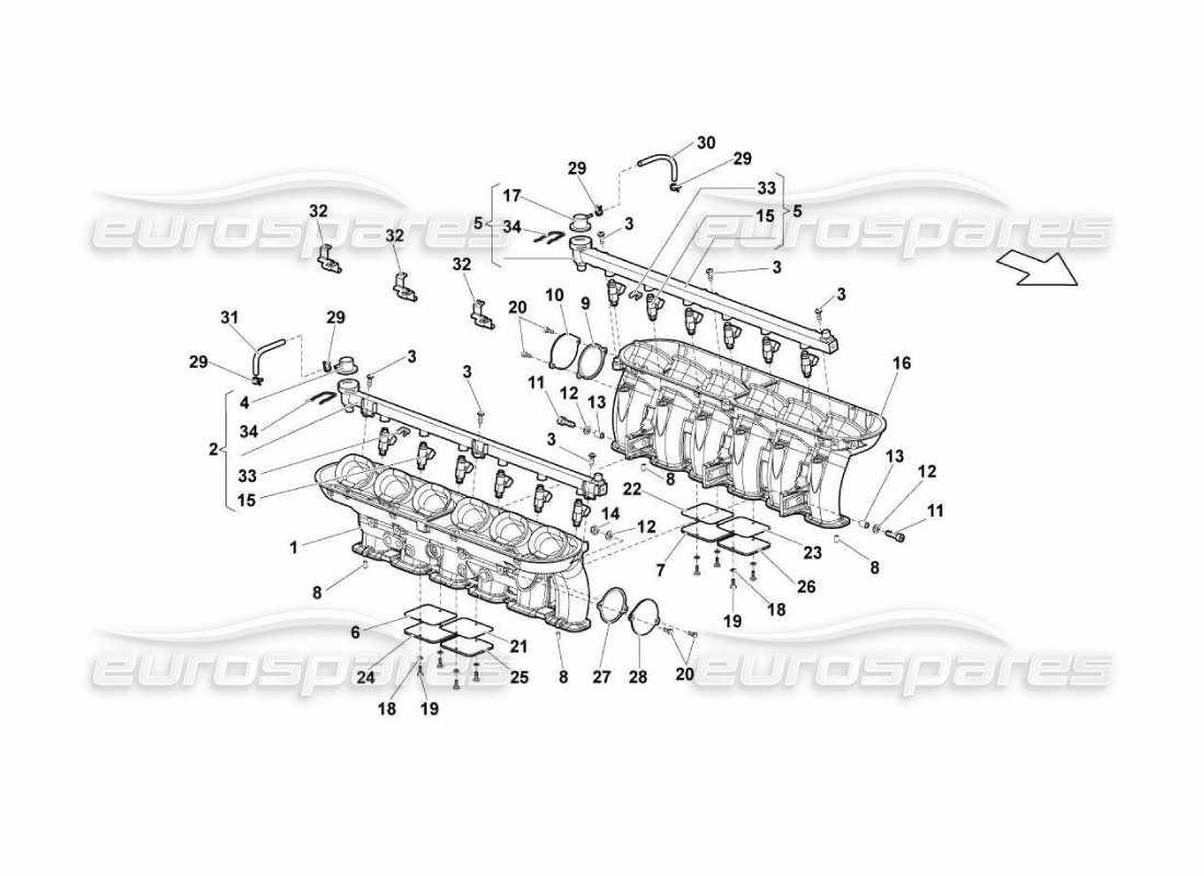 lamborghini murcielago lp670 ansaugkrümmer - teilediagramm