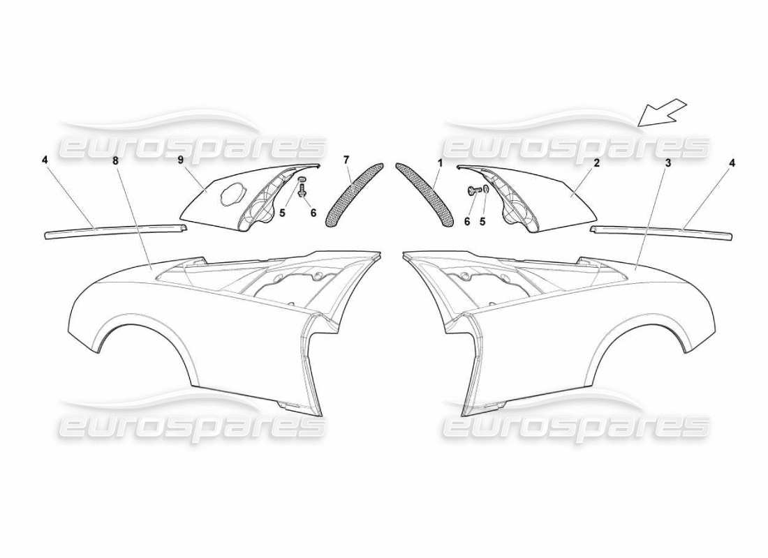 lamborghini murcielago lp670 kotflügel hinten teilediagramm