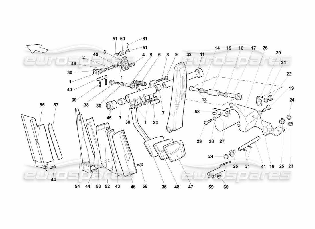 lamborghini murcielago lp670 teilediagramm des e-gear-steuerpedals