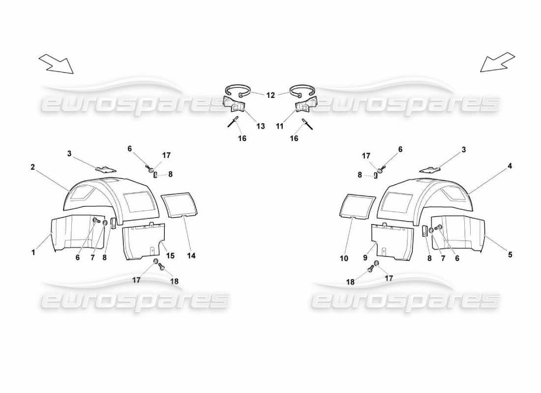 lamborghini murcielago lp670 vorderes radhaus teilediagramm
