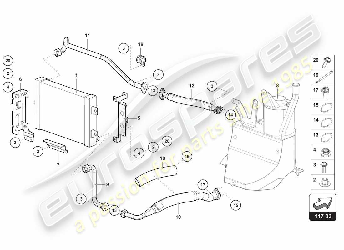 lamborghini centenario roadster (2017) ölkühler teilediagramm
