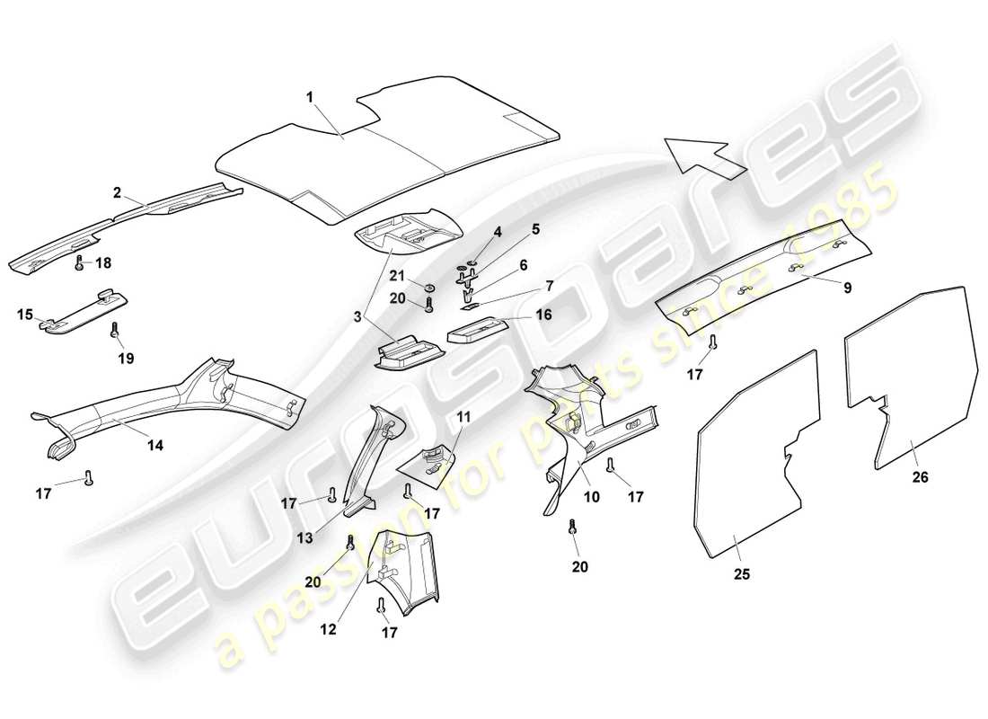 lamborghini murcielago coupe (2005) schallabsorbatoren ersatzteildiagramm