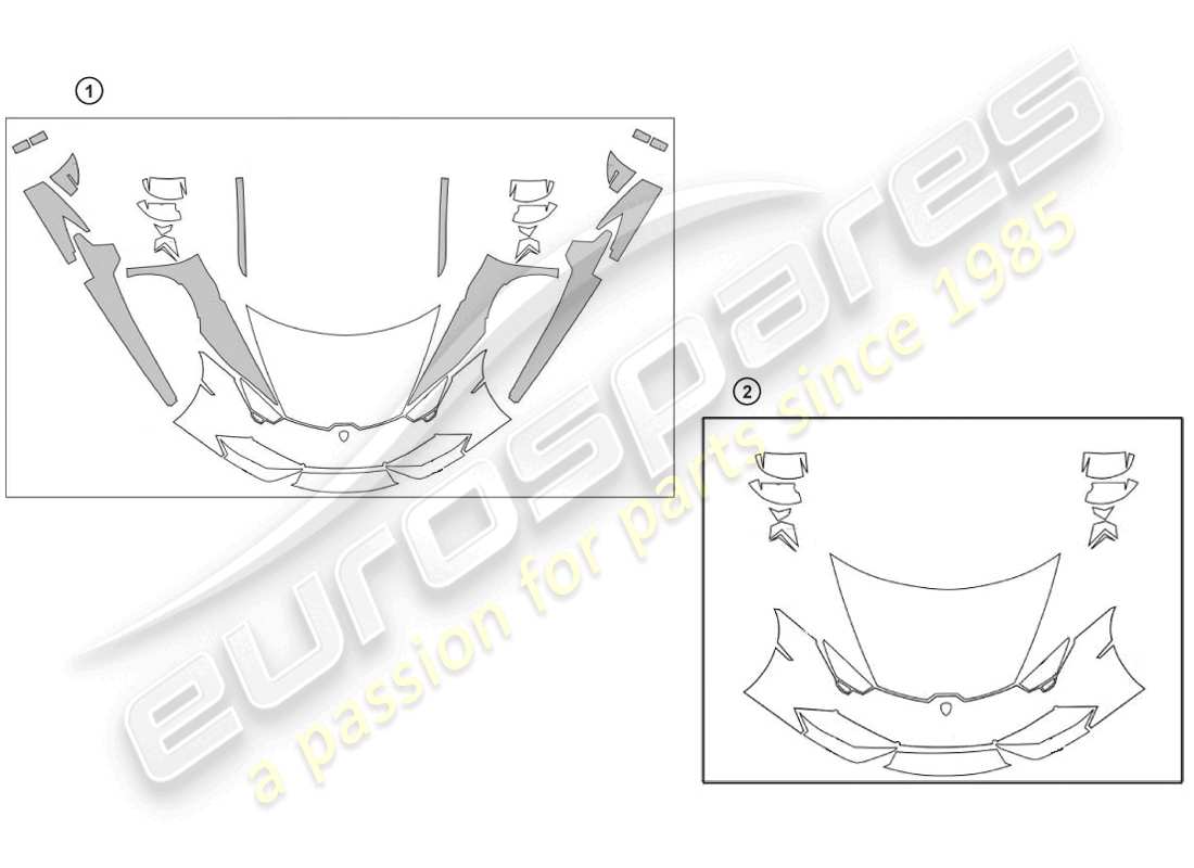 lamborghini huracan lp600-4 zhong coupe (accessories) 1 set protective film part diagram