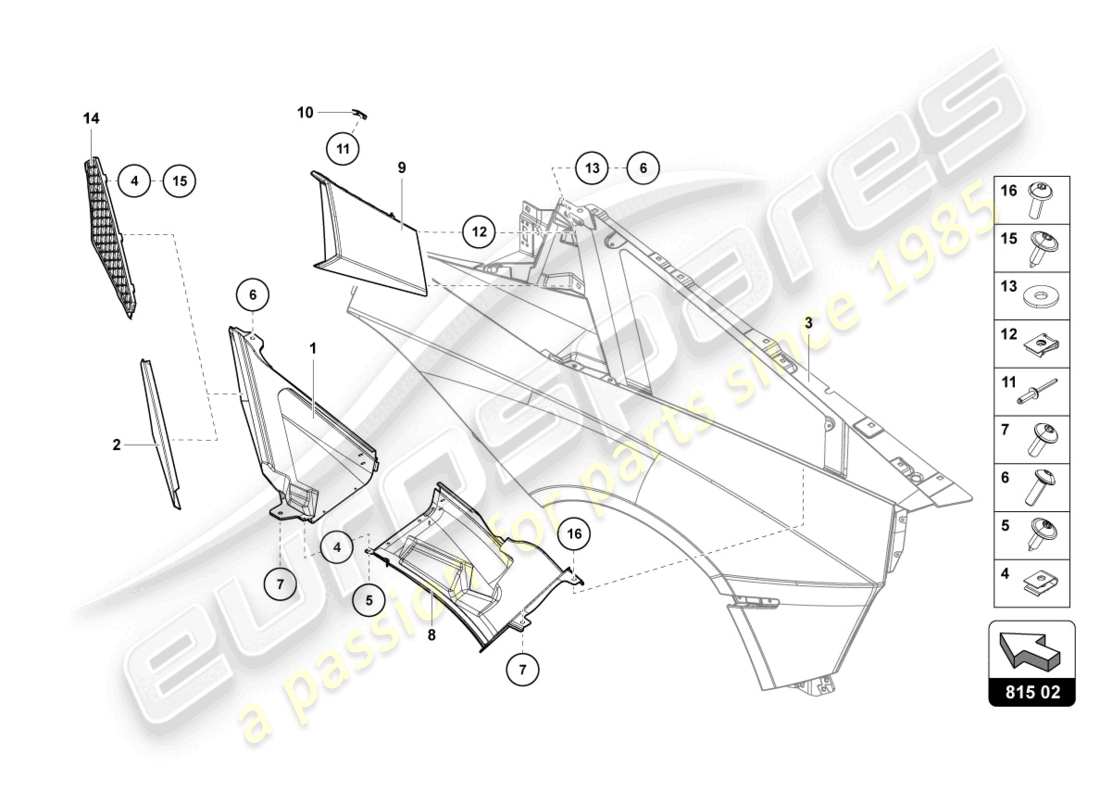 lamborghini lp740-4 s coupe (2020) lufteinlass-zierplatte ersatzteildiagramm