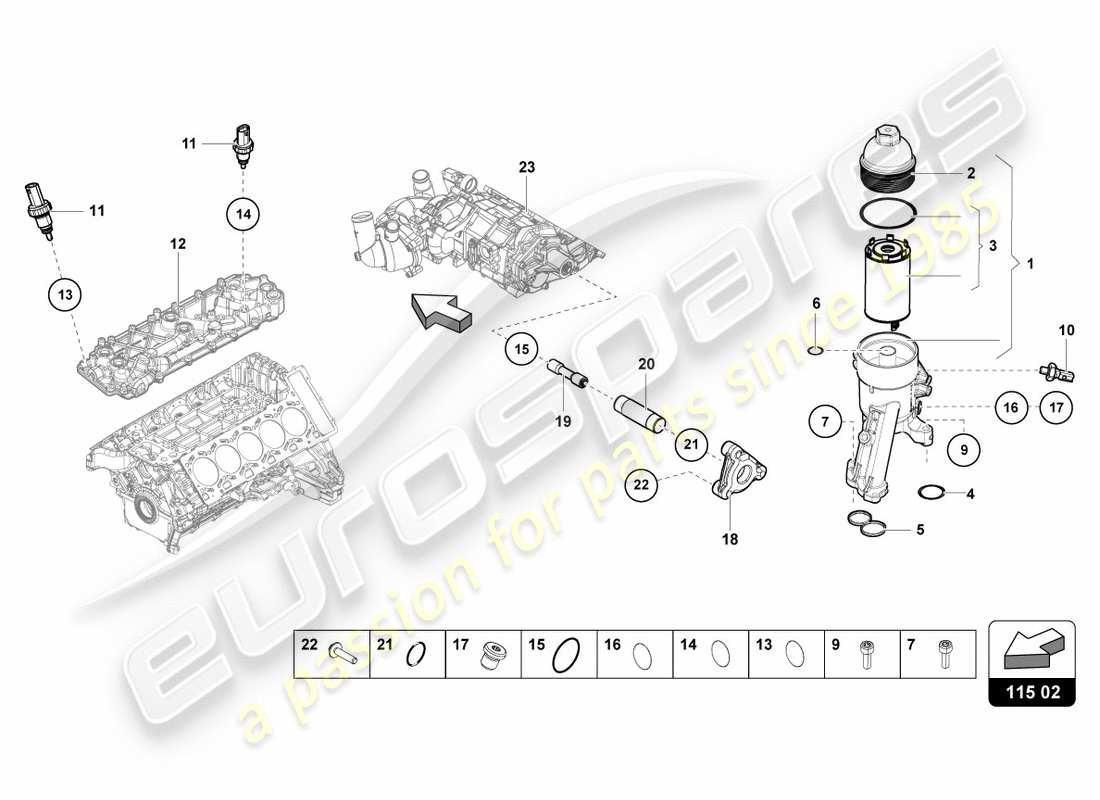 lamborghini lp610-4 avio (2017) ölfilterelement teilediagramm